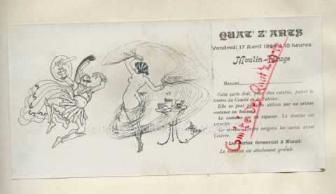 Invitation au Bal des Quat'Z'Arts de 1896 (Paris)